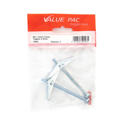 M5 x 75mm ZP Cavity Toggle Bolt - Pack of 10