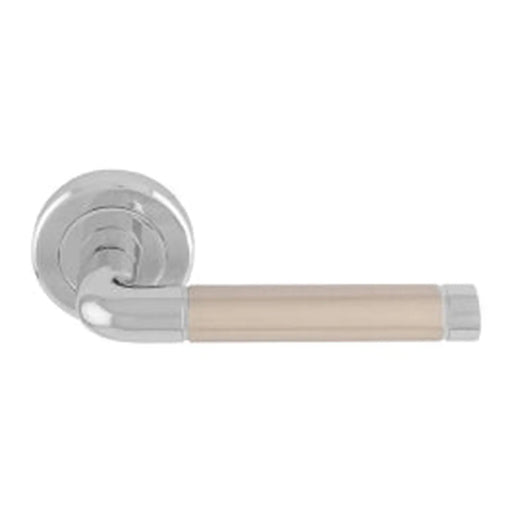Quaranta Lever On Sprung Screw-On Round Rose - Polished Chrome/Satin Nickel