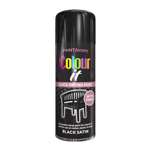 Paint Factory Colour It Satin Paint, Black (400ml) - Pack of 12