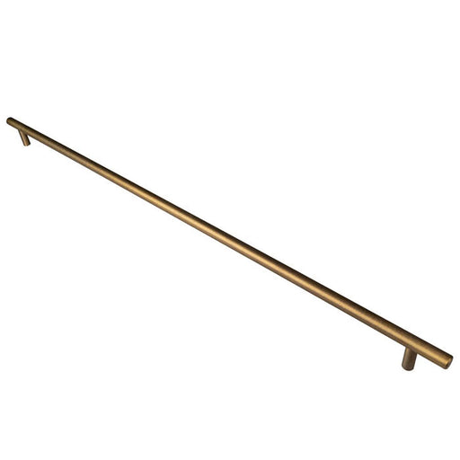 12Mm Dia. T-Bar Pull Handle - 608Mm C/C - Bolt Through Fixing - Antique Brass 608mm c/c