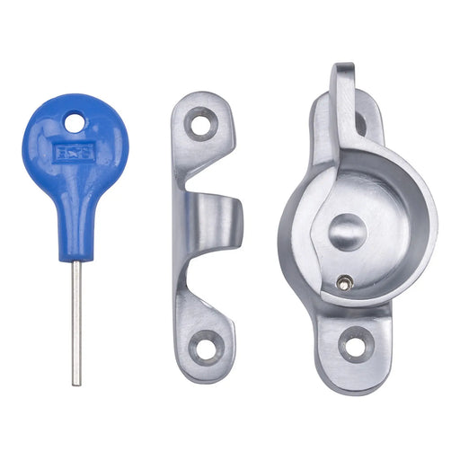 Locking Sash Fastener (Fitch Pattern) - Satin Chrome 64MMx25MM