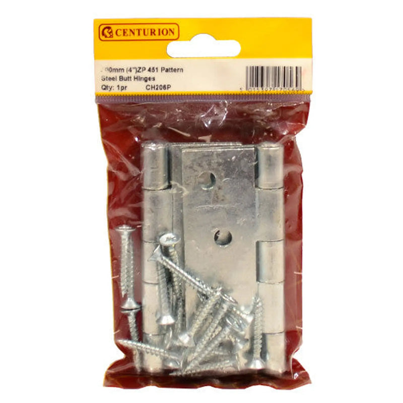 Strong Steel Butt Hinges, 100mm - Pack of 5