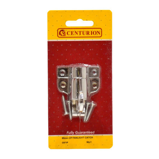 Solid Brass Fanlight Catch, Chrome Plated, 65mm - Pack of 5