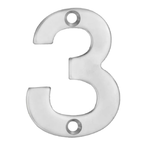 50 X 37 X 2Mm - Number 3 - Face Fix - Satin Stainless Steel