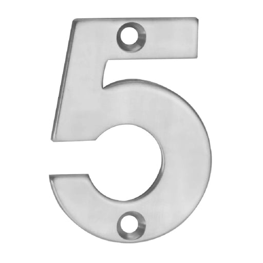 50 X 37 X 2Mm - Number 5 - Face Fix - Satin Stainless Steel