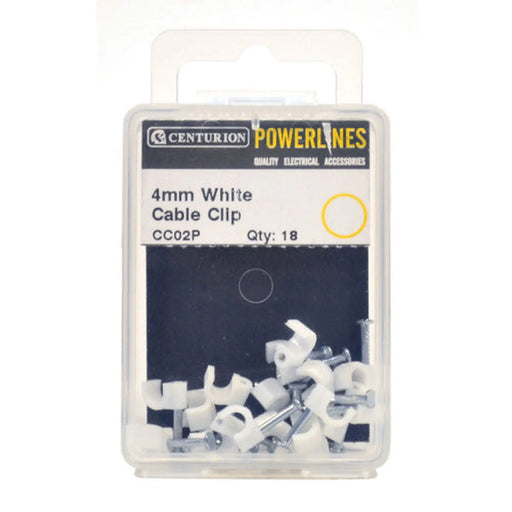 White Cable Clips 4mm - Pack of 5