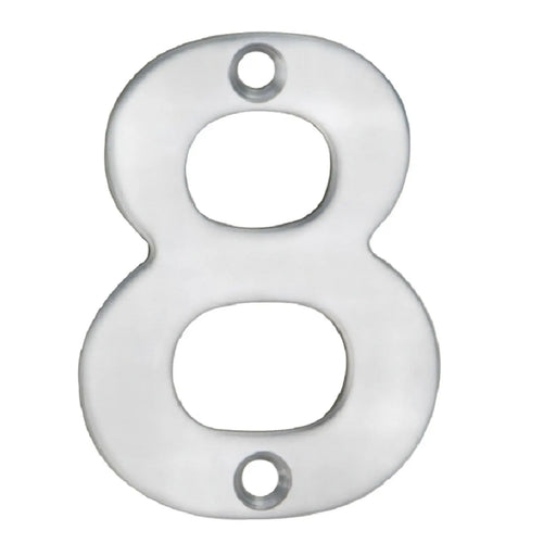 50 X 32 X 2Mm - Number 8 - Face Fix - Satin Stainless Steel