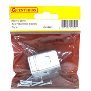 25mm x 25mm ZP Slotted Steel Bracket (Pack of 4) - Pack of 5