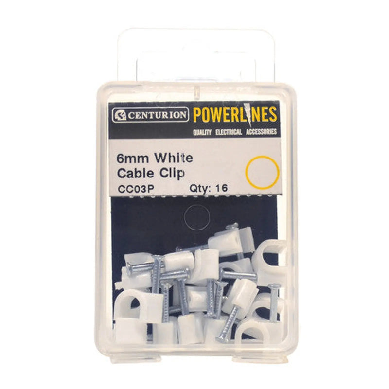 White Cable Clips 6mm - Pack of 5
