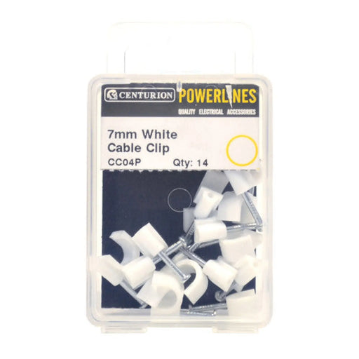7mm White Cable Clips (Pack of 14)-CC04P - Pack of 5