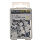 White T+E Cable Clips 1.00/1.5mm - Pack of 5