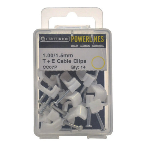 White T+E Cable Clips 1.00/1.5mm - Pack of 5