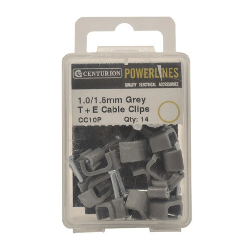 Grey Cable Clips 1.00/1.5mm - Pack of 5