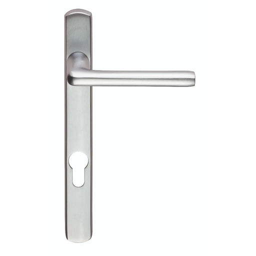 Serozzetta Rosa Lever On Narrow Plate - Lock Euro Profile 92Mm C/C - Satin Chrome 220MM x 26MM
