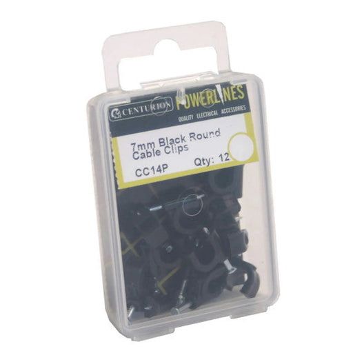 7mm Black Round Cable Clips (Pack of 12)-CC14P - Pack of 5