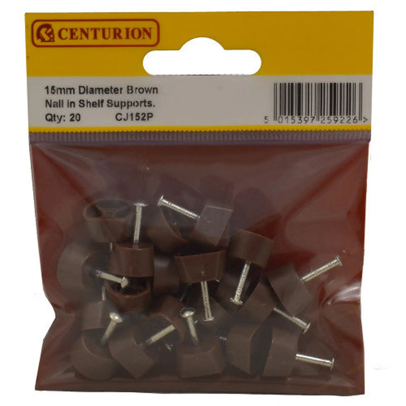 15mm Diameter Brown Nail In Shelf Supports (Pack of 20) - Pack of 5
