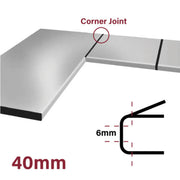 40mm Bullnose Corner Worktop Trim - 6mm Radius - Black - Pack of 5