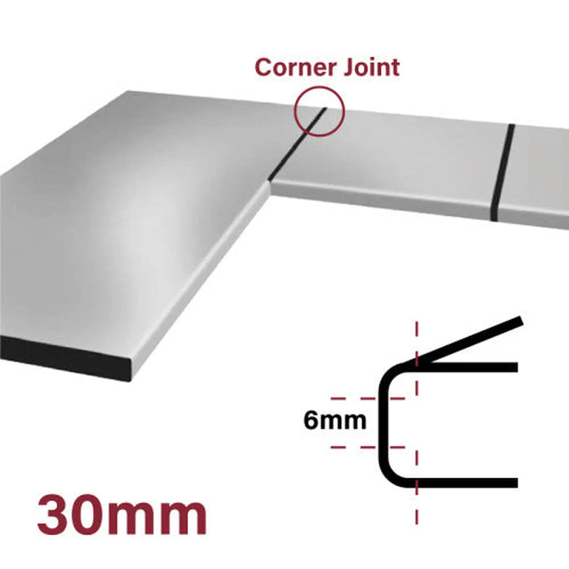 30mm Bullnose Corner Worktop Trim - 6mm Radius - Black - Pack of 5