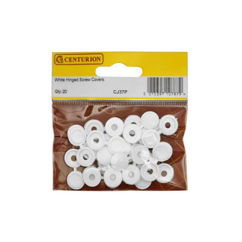 White Hinged Screw Covers (20 PK) - Pack of 5
