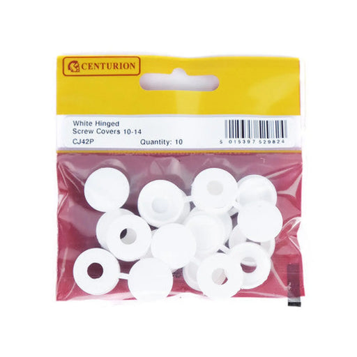 White Hinged Screw Cover Caps 10-14 Screw 10pk - Min Order 6
