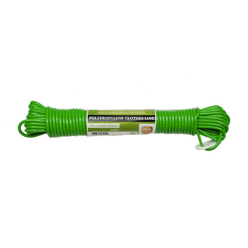 Clothes Line - Plastic Core - 15m x 5mm - Pack of 5