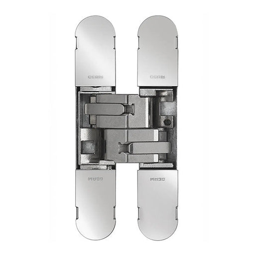 1130 Stars 3D Concealed Hinge 134 X 24Mm Nickel Plated-Pozi Screws Not Supplied - Polished Nickel 134 x 24 mm