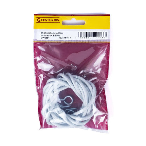 6' Coil Curtain Wire (With Hooks & Eyes) - Pack of 5
