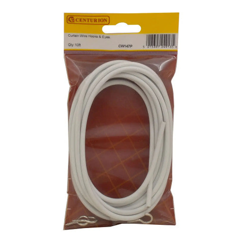 10 ft Coil Curtain Wire with Hooks & Eyes - Pack of 5