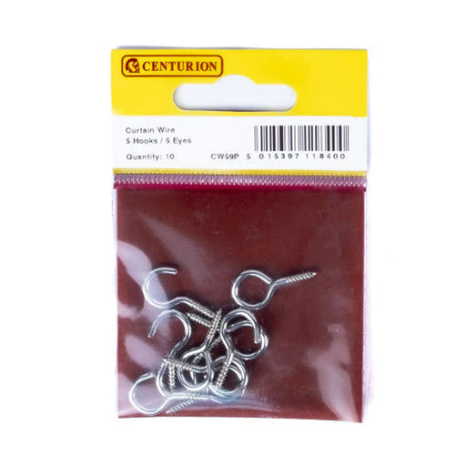 22mm x 2mm Curtain Wire Hooks & Eyes (Pack of 10) - Pack of 5