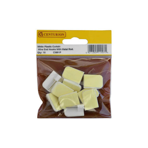 White Plastic Curtain Wire End Hooks (Pack of 10) - Pack of 5