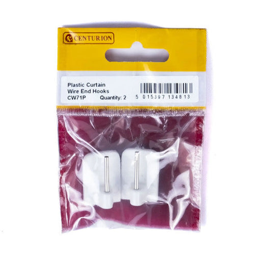 White Plastic Curtain Wire End Hooks (Pack of 2) - Pack of 5