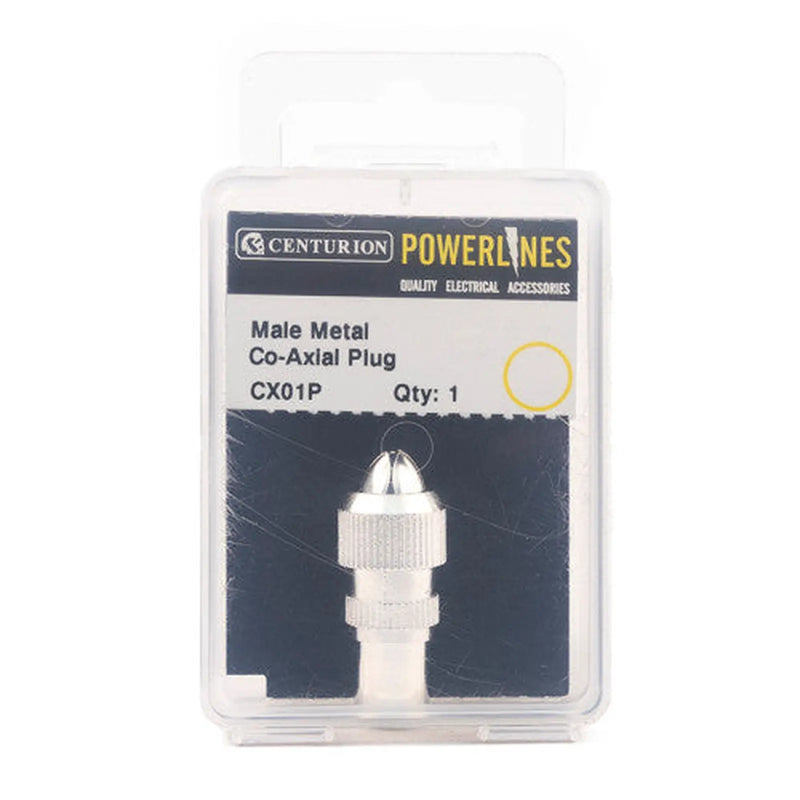 Male Metal Co-Axial Plug (Packed) - Pack of 5