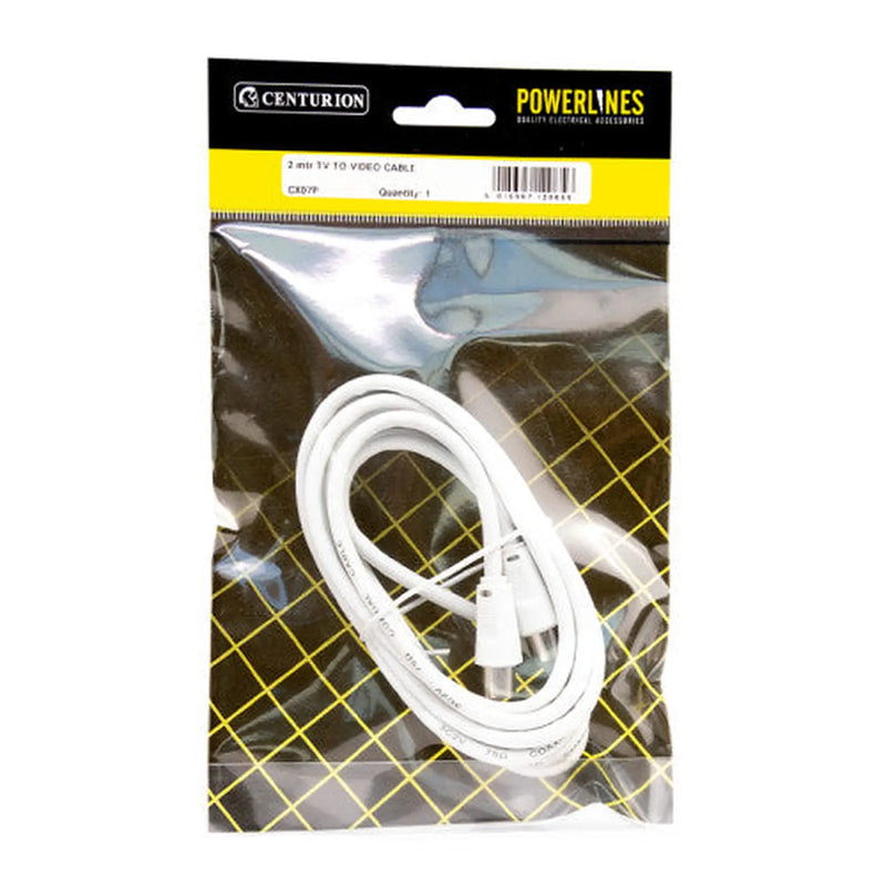 Coaxial TV to Video Cable, 2m - Pack of 5