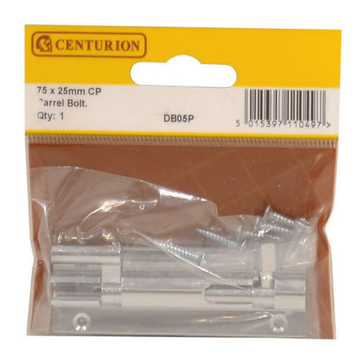 75mm x 25mm (1") CP Wide Necked Barrel Bolts - Pack of 5