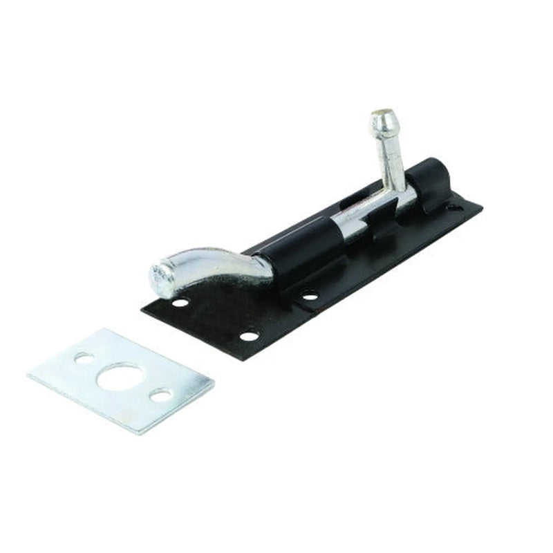 Necked Tower Bolt, Black, 100mm - Pack of 10