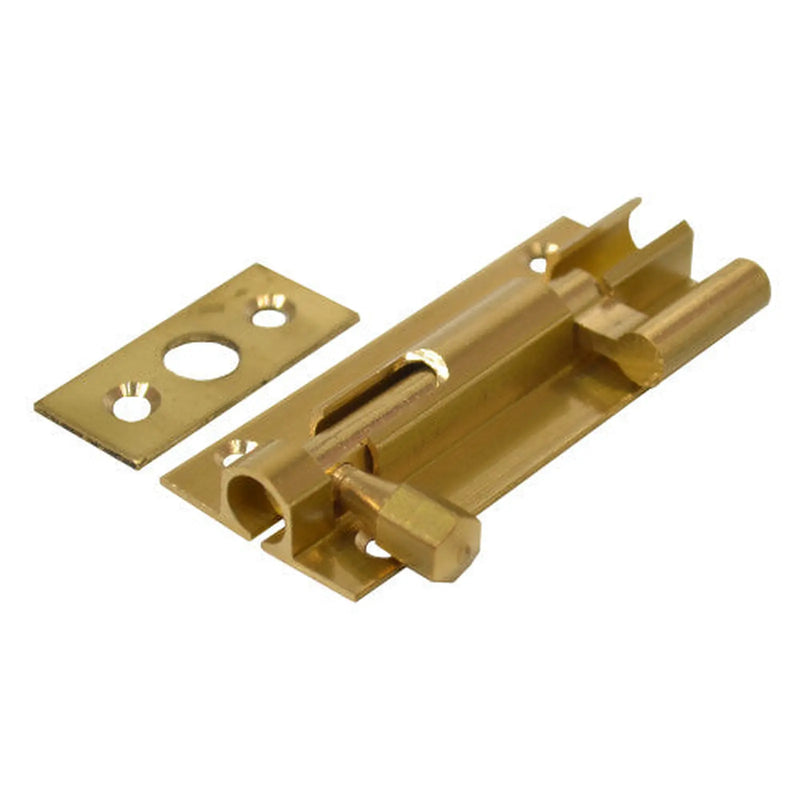 Necked Barrel Bolts, Polished Brass, 25mm x 63mm - Pack of 10