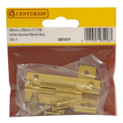 Necked Barrel Bolts, Polished Brass, 25mm x 63mm - Pack of 5