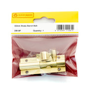 Straight Barrel Bolts, Polished Brass, 25mm x 63mm - Pack of 5