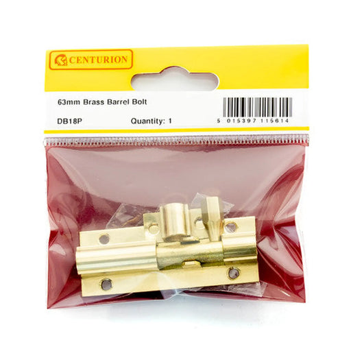 Straight Barrel Bolts, Polished Brass, 25mm x 63mm - Pack of 5