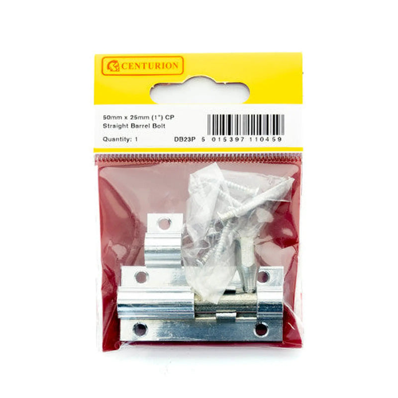 50mm x 25mm (1") CP Straight Barrel Bolt - Pack of 5