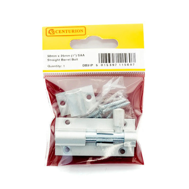 50mm (2") x 25mm (1") SAA Straight Barrel Bolt - Pack of 5
