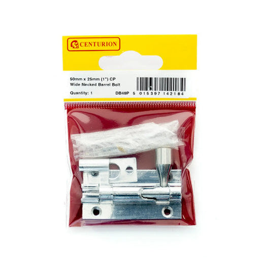 50mm x 25mm (1") CP Wide Necked Barrel Bolt - Pack of 5
