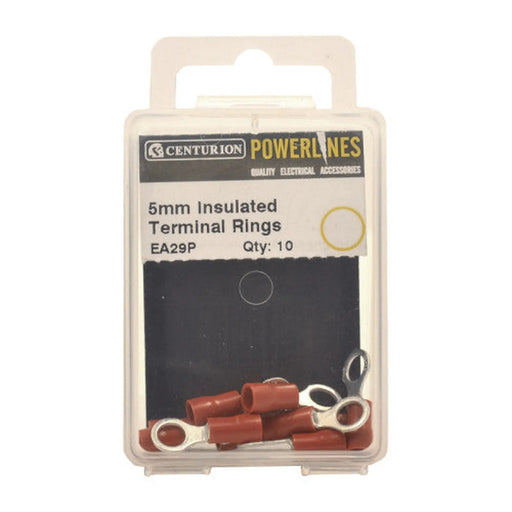 5mm Insulated Terminal Rings, Pack of 10 - Pack of 5