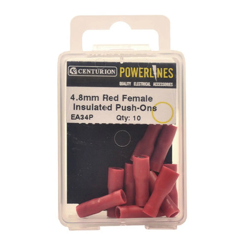 4.8mm Red Female Insulated Push-Ons, Pack of 10 - Pack of 5