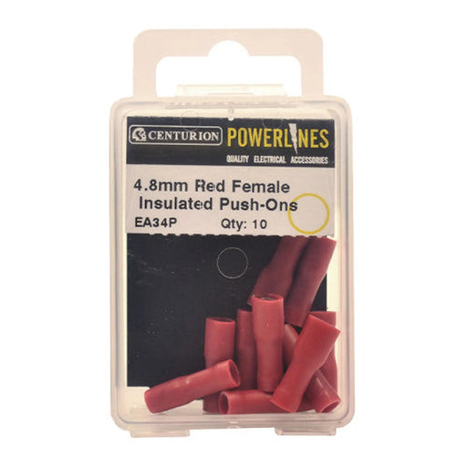 4.8mm Red Female Insulated Push-Ons, Pack of 10 - Pack of 5