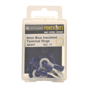 6mm Blue Insulated Terminal Rings, Pack of 10 - Pack of 5