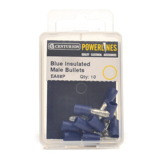 4mm Blue Insulated Male Bullets, Pack of 10 - Pack of 5