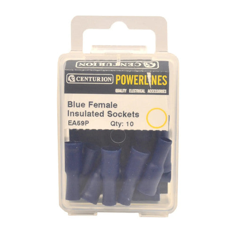 26mm x 4mm Blue Female Insulated Sockets, Pack of 10 - Pack of 5