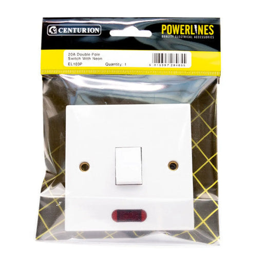 20 Amp Double Pole Switch with Neon - Pack of 3