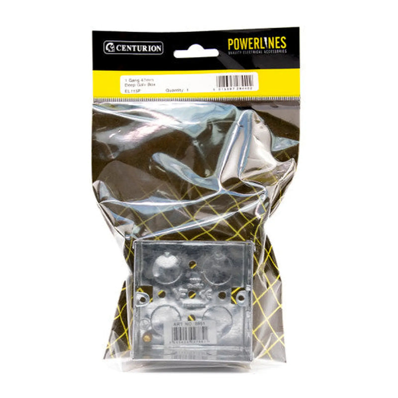1 Gang 47mm Deep Galvanised Steel Box - Pack of 5